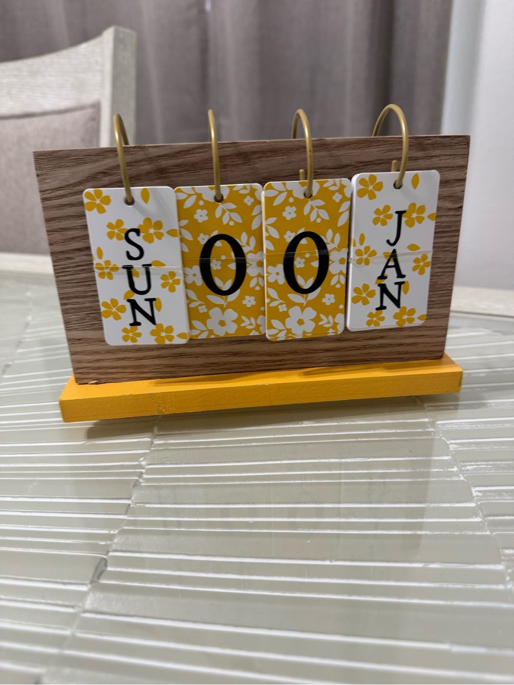 Yellow Floral Perpetual Desk Calendar